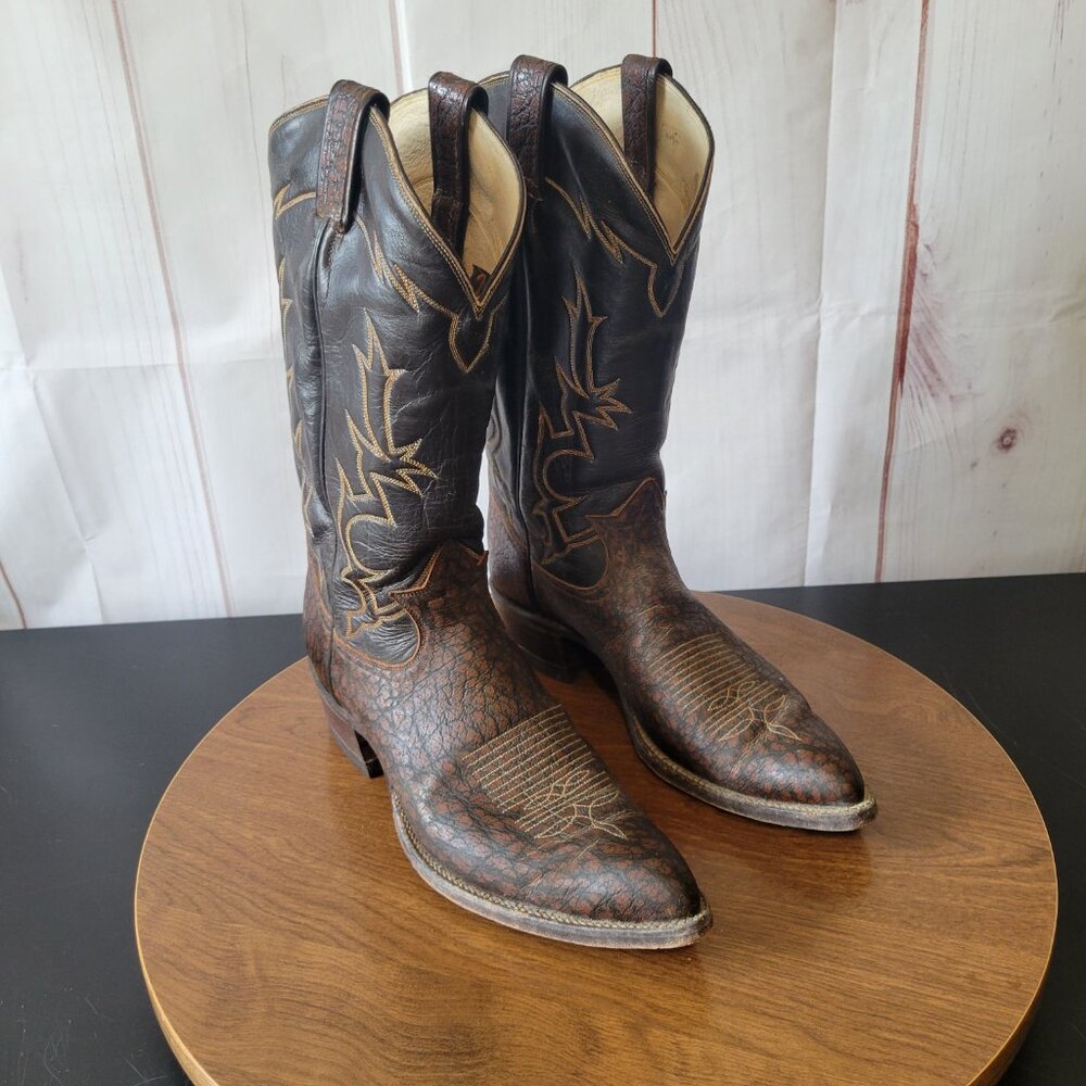 Vintage Tony Lama 6283 Brown Caribou Western Cowboy Boots. Men’s 10 R, El Paso, - Picture 2 of 12